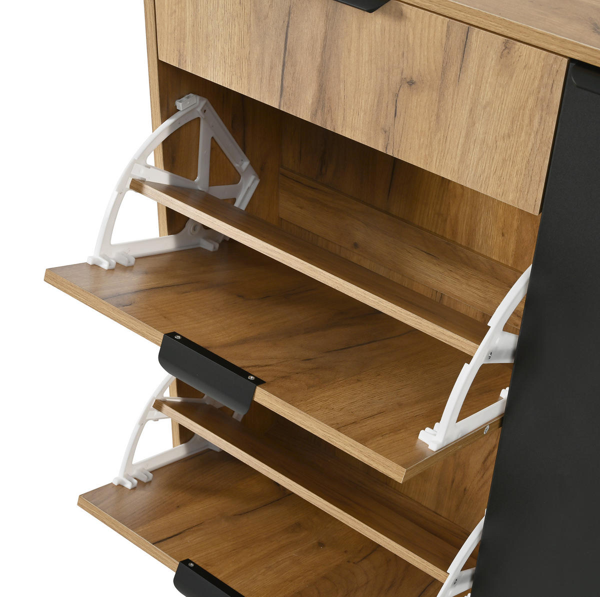 SCHUHSCHRANK aus Spanplatte 140x35x139cm in Natur mit Sitzbank & Spiegel - Naturfarben, Holzwerkstoff (140/139/35cm) - Modfu