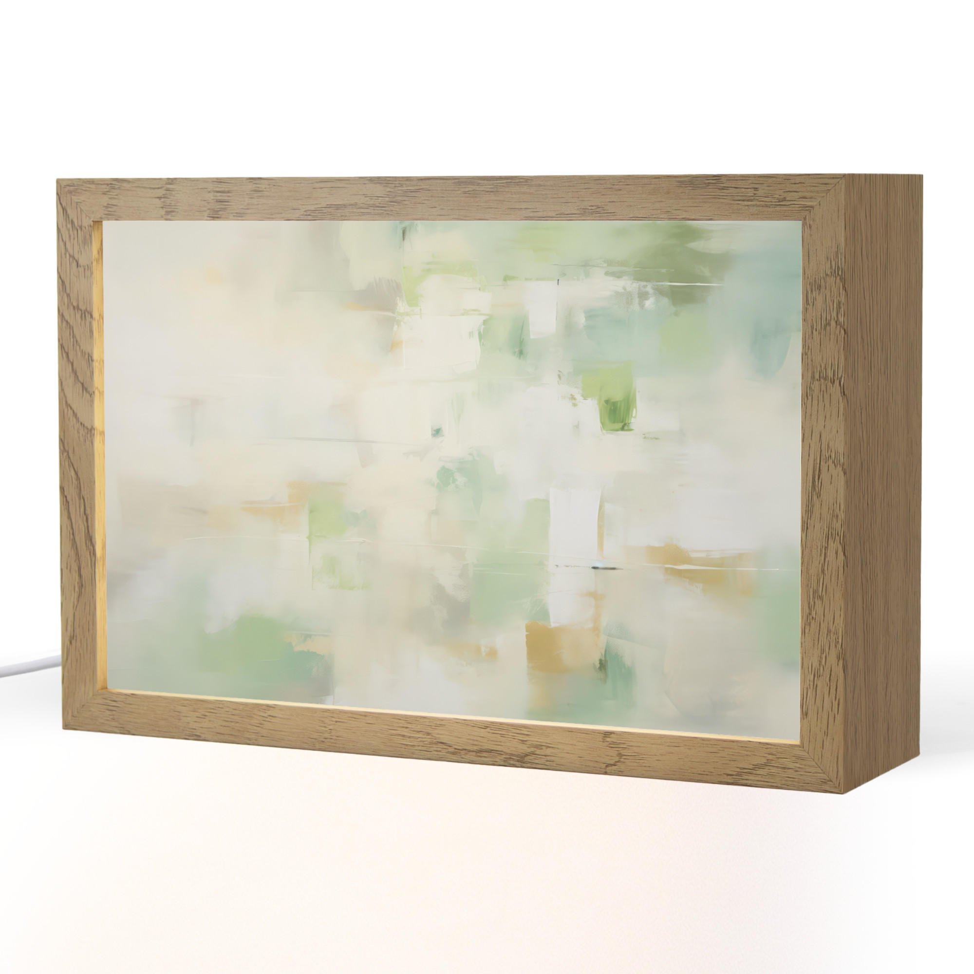 TISCHLEUCHTE Abstrakt - Kunst - Weiß - Grün - Modern 30x20 cm - Blau, Holzwerkstoff (8/30/20cm) - OnlyWow