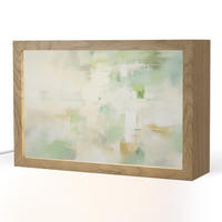 TISCHLEUCHTE Abstrakt - Kunst - Weiß - Grün - Modern 30x20 cm - Blau, Holzwerkstoff (8/30/20cm) - OnlyWow