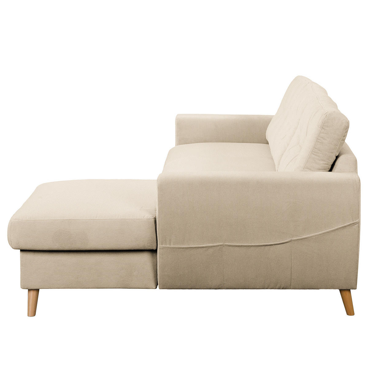 ECKSOFA mit Longchair - Beige/Braun, Holz/Textil (223/148cm) - home24