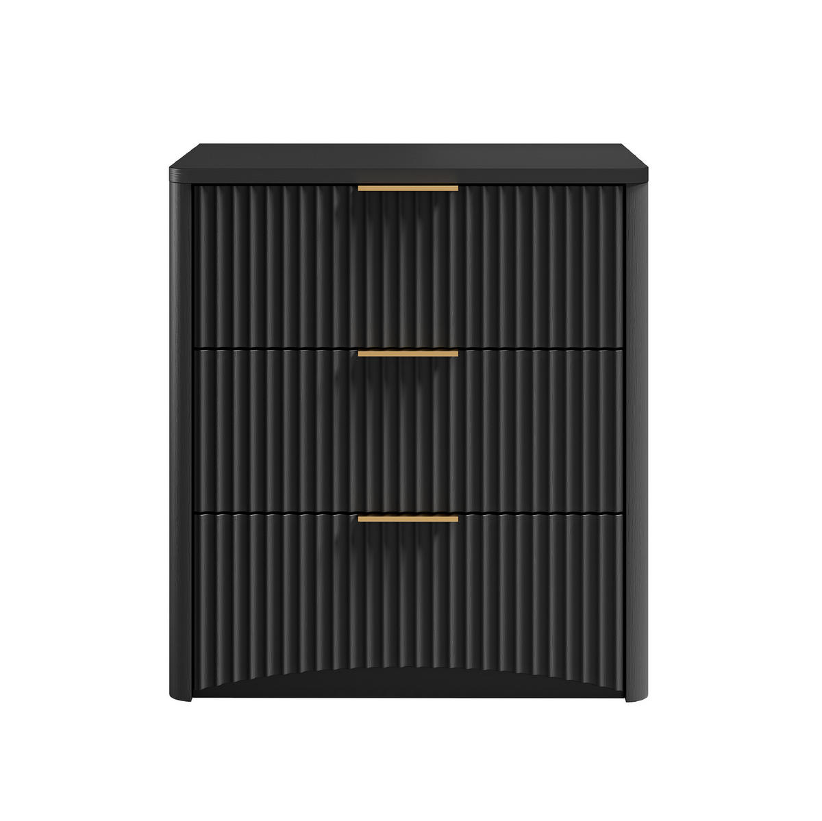NACHTTISCH 58/64/38 cm Schwarz aus MDF mit 3 Schubladen - Schwarz, Holzwerkstoff (58/64/38cm) - OKMYHOME