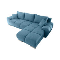 ECKSOFA beidseitig montierbar, Schlaffunktion mit Bettkasten - Chromfarben/Blau, Textil (289/189cm) - ed exciting design