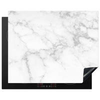 HERDABDECKPLATTE Marmor - Grau - Weiß - Strukturierter Marmor 65x52 cm - Weiß, Kunststoff (65/0.2/52cm) - MuchoWow