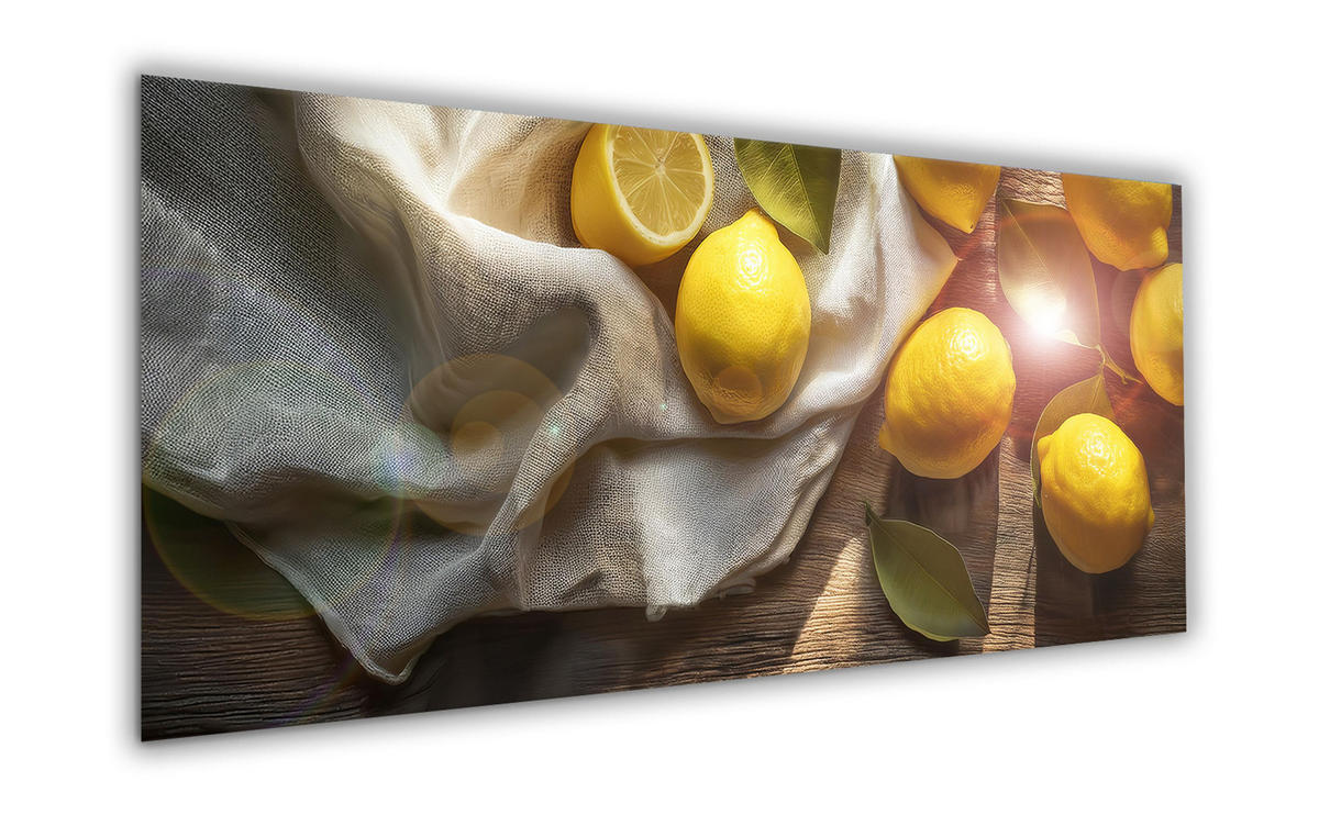GLASBILD 125x50 cm Bild Küche Zitronen - Gelb, Glas (125/50cm) - artissimo