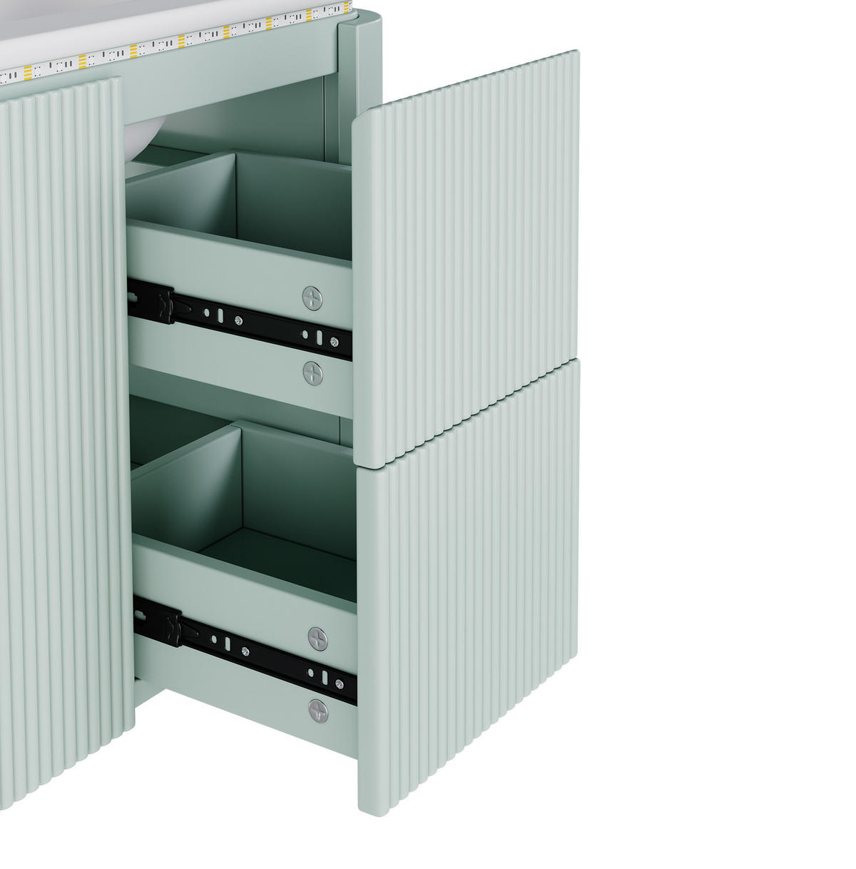 WASCHTISCHKOMBI 80,5/47,5/51 cm in Grün mit LED-Sensorleuchte und 4 Schubladen - Grün, Holzwerkstoff (80.5/51/47.5cm) - BEAOK