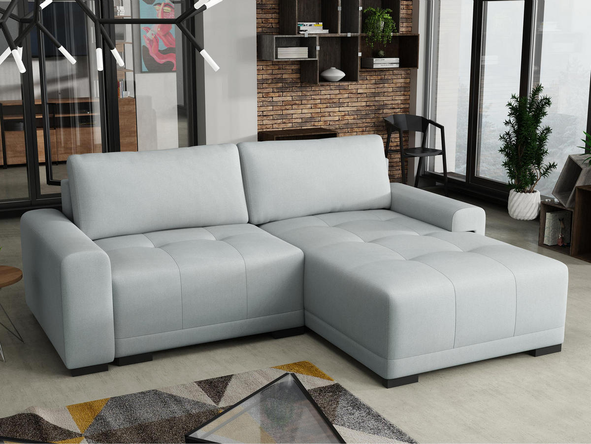 ECKSOFA Milton - Silberfarben/Schwarz, Holz/Textil (237/180cm) - MIRJAN24