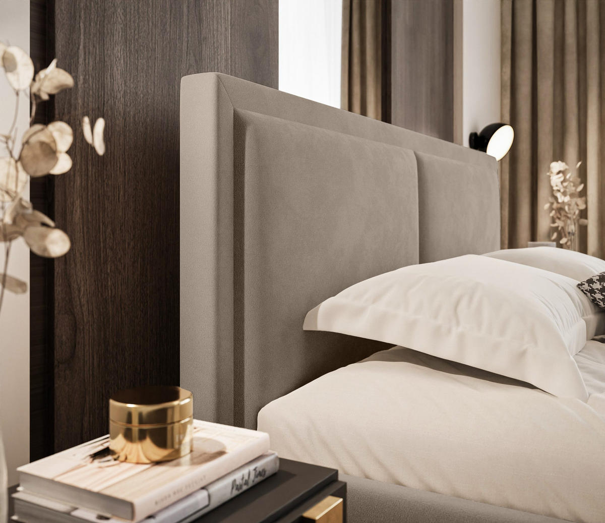 POLSTERBETT aus Polyester Osterne II 160x200 cm, Beige - Hellbraun, Textil (160/200cm) - Fedve
