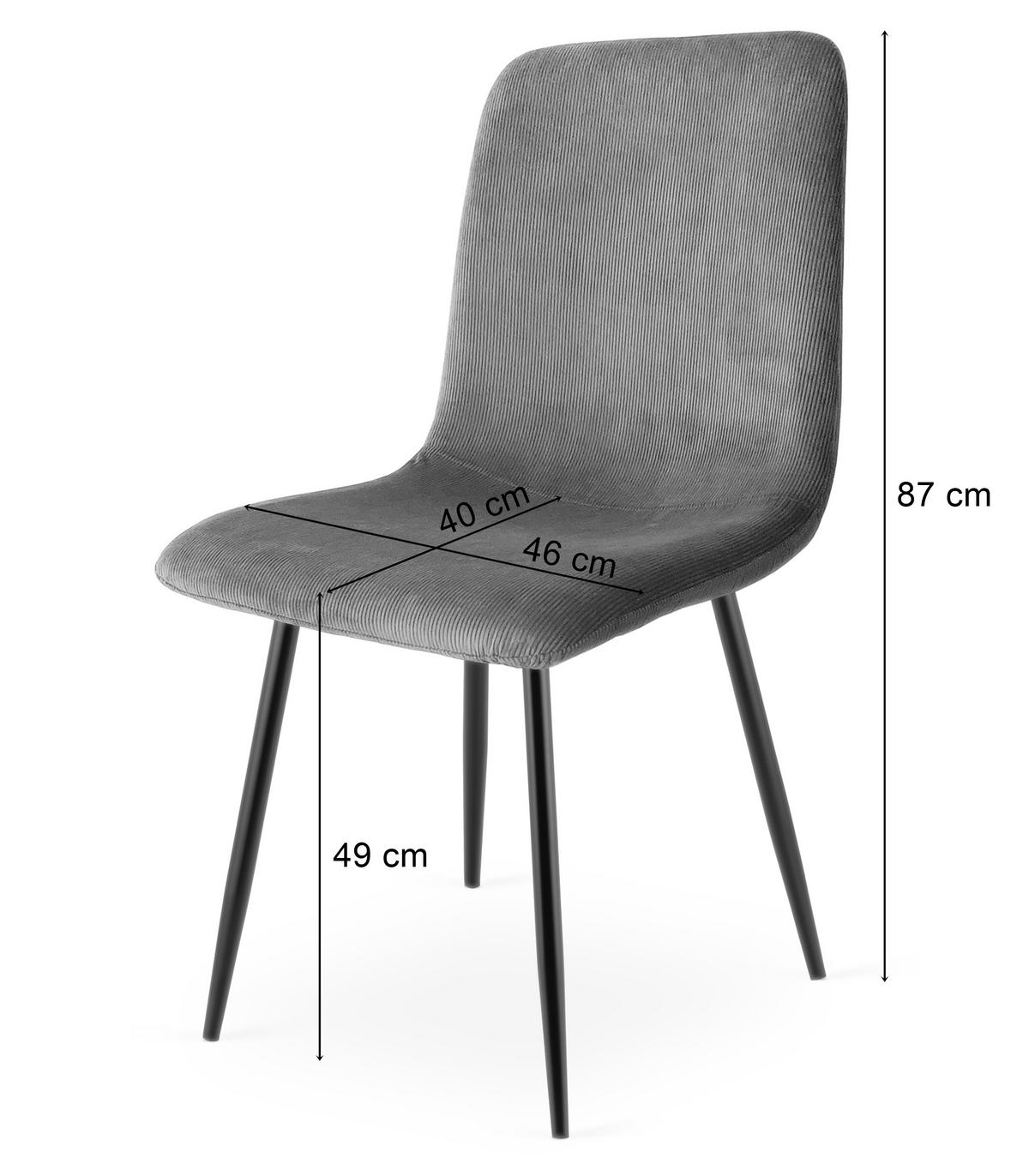 ESSZIMMERSTUHL RIFT grauer Sitz, schwarze Beine - Schwarz/Grau, Textil (46/87/55cm) - Valora