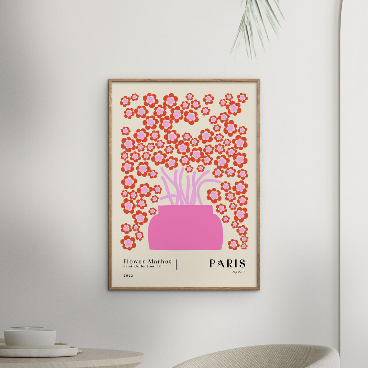 POSTER NKTN - Flower Market Paris - Pink, Papier (70/100/0.1cm) - Poster&Frame