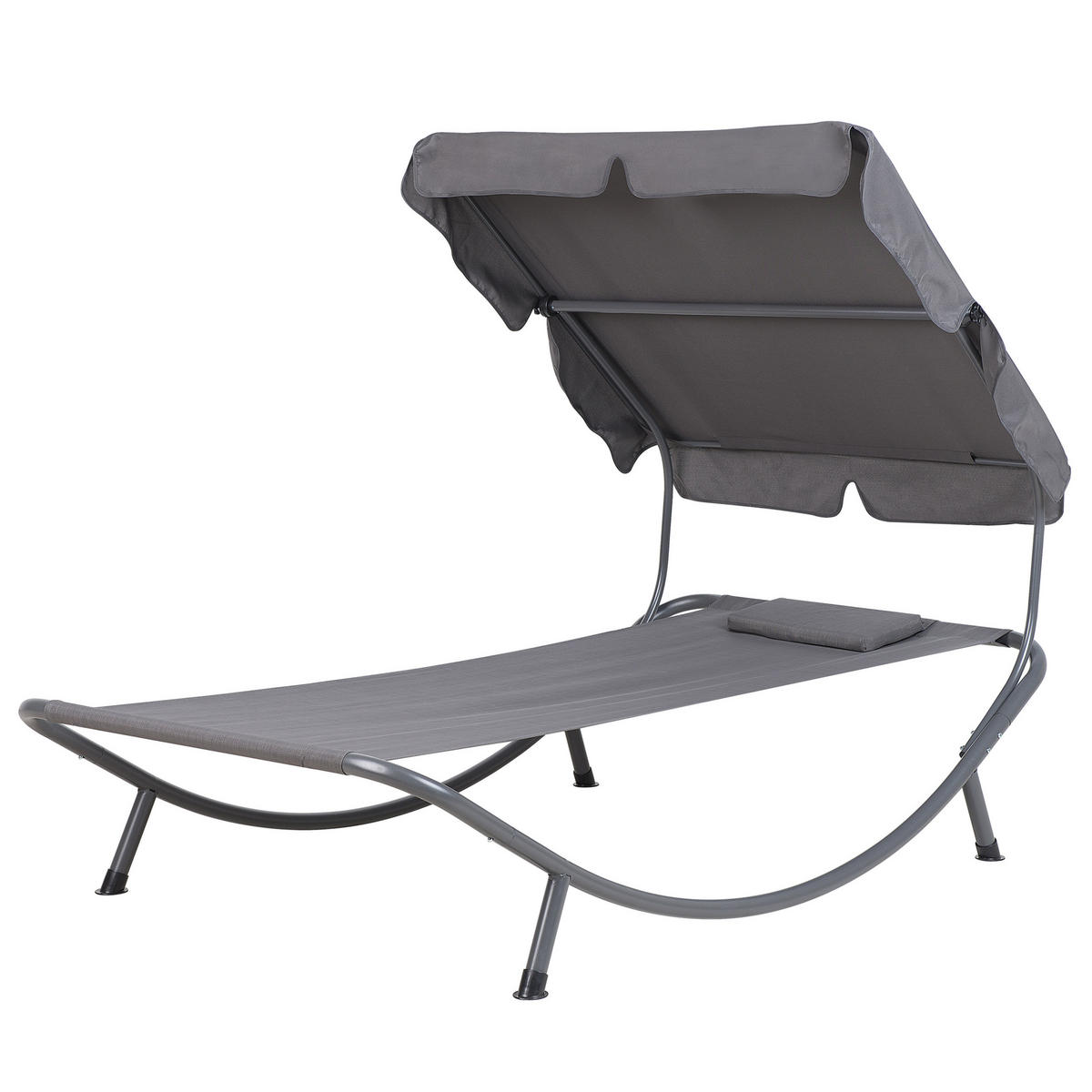 GARTENLIEGE mit Dach grau Terno - Grau, Metall (110/110/200cm) - Beliani