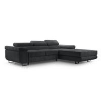 ECKSOFA L Form Arborio Dunkelgrau 280/203/90 cm Rechts mit Schlaffunktion - Schwarz, Textil/Metall (280/203cm) - AX Living