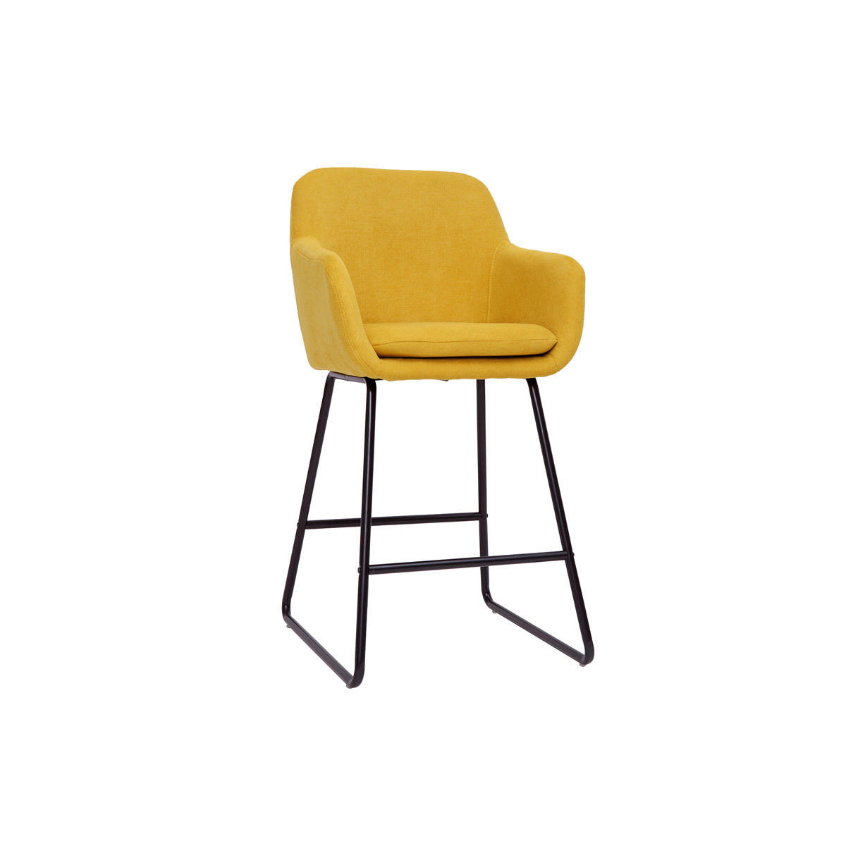 BARHOCKER Stoff Senfgelb Samteffekt H65 (2er-Set) AMIKA - Gelb, Textil (58/96/54cm) - Miliboo