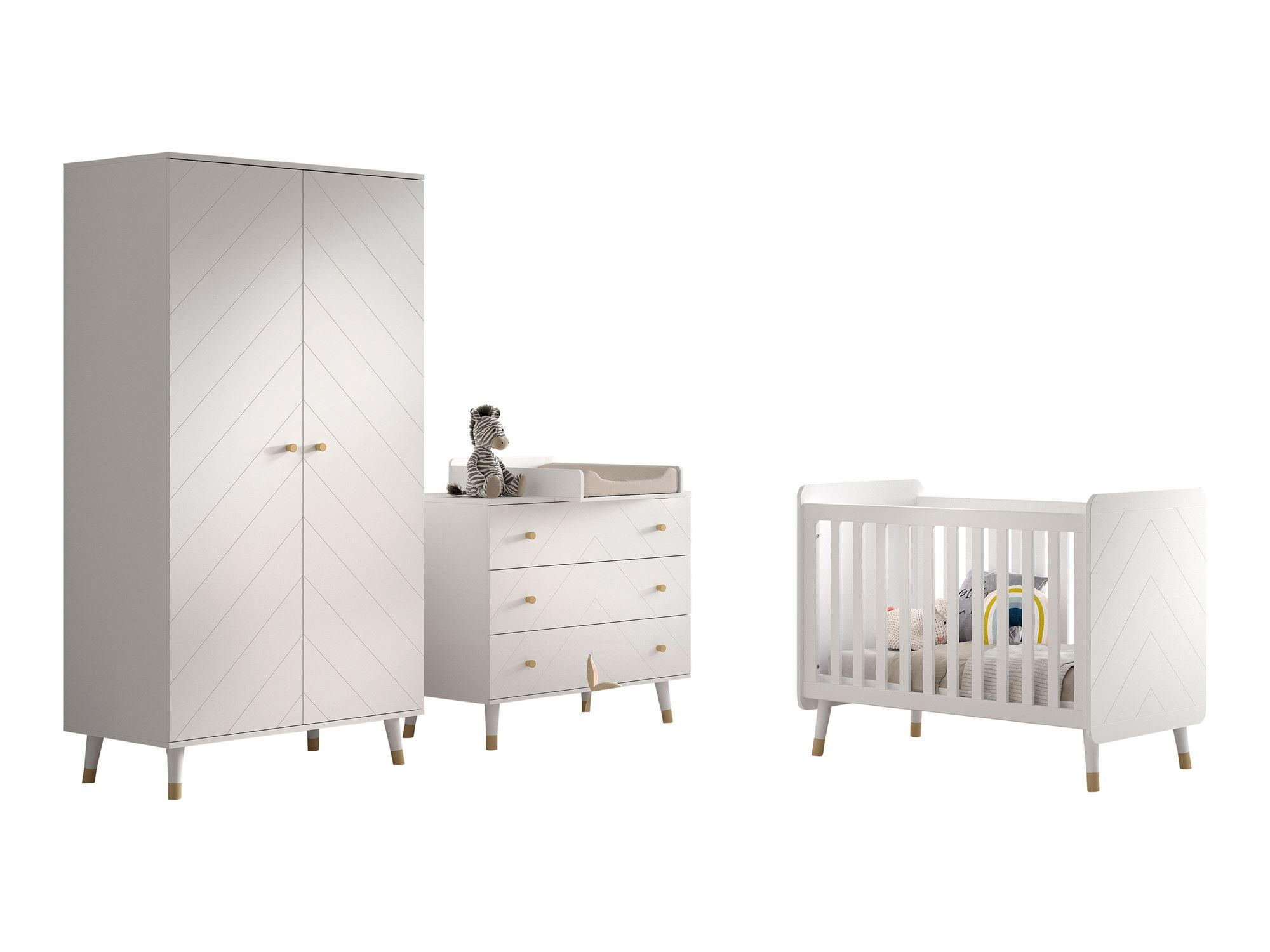 BABYZIMMER Set Kamillah 2 aus MDF in Satin Weiß - Weiß, Holzwerkstoff (324/200/74cm) - 58aufmkessel