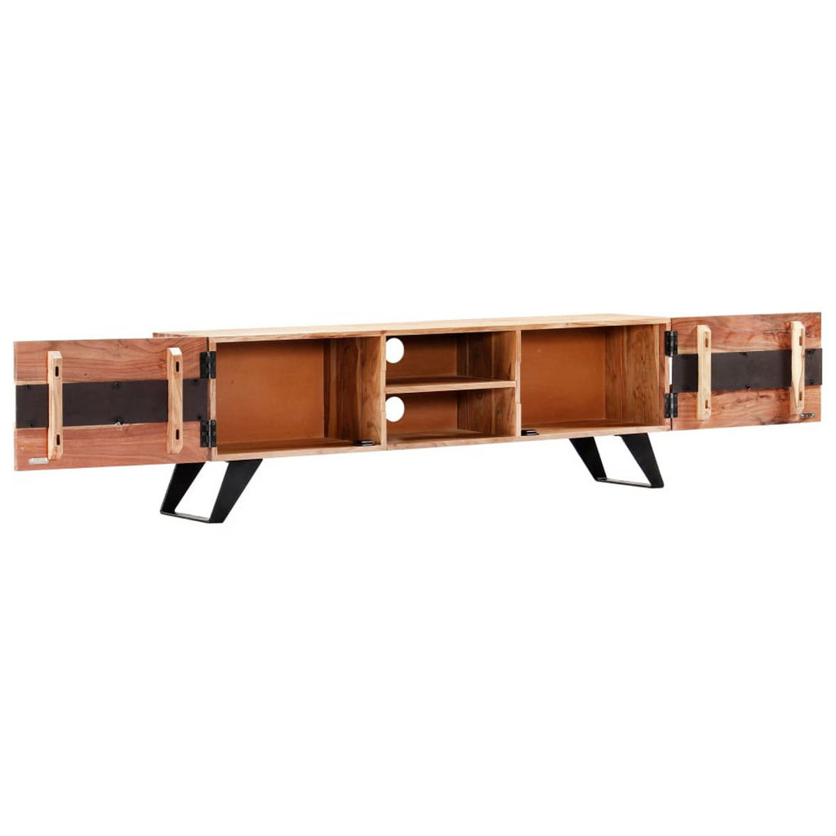 TV-SCHRANK 140X30X45 CM MASSIVHOLZ AKAZIE - Braun, Holz (140/45/30cm) - vidaXL