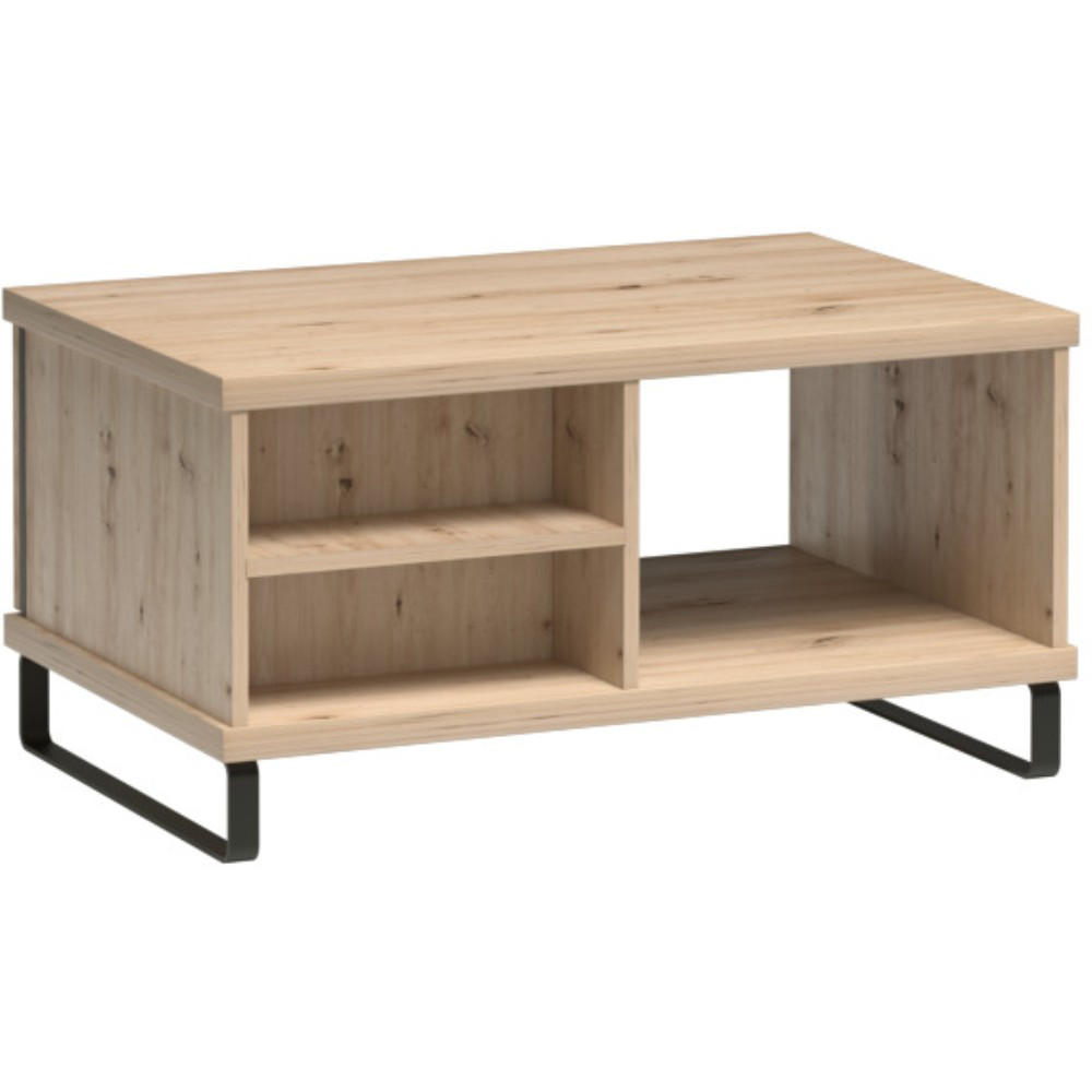 COUCHTISCH Caya mit Metallbeinen, 90x60 cm, Eiche Artisan - Schwarz/Eiche Artisan, Holzwerkstoff/Metall (58/90/37cm) - Beautysofa