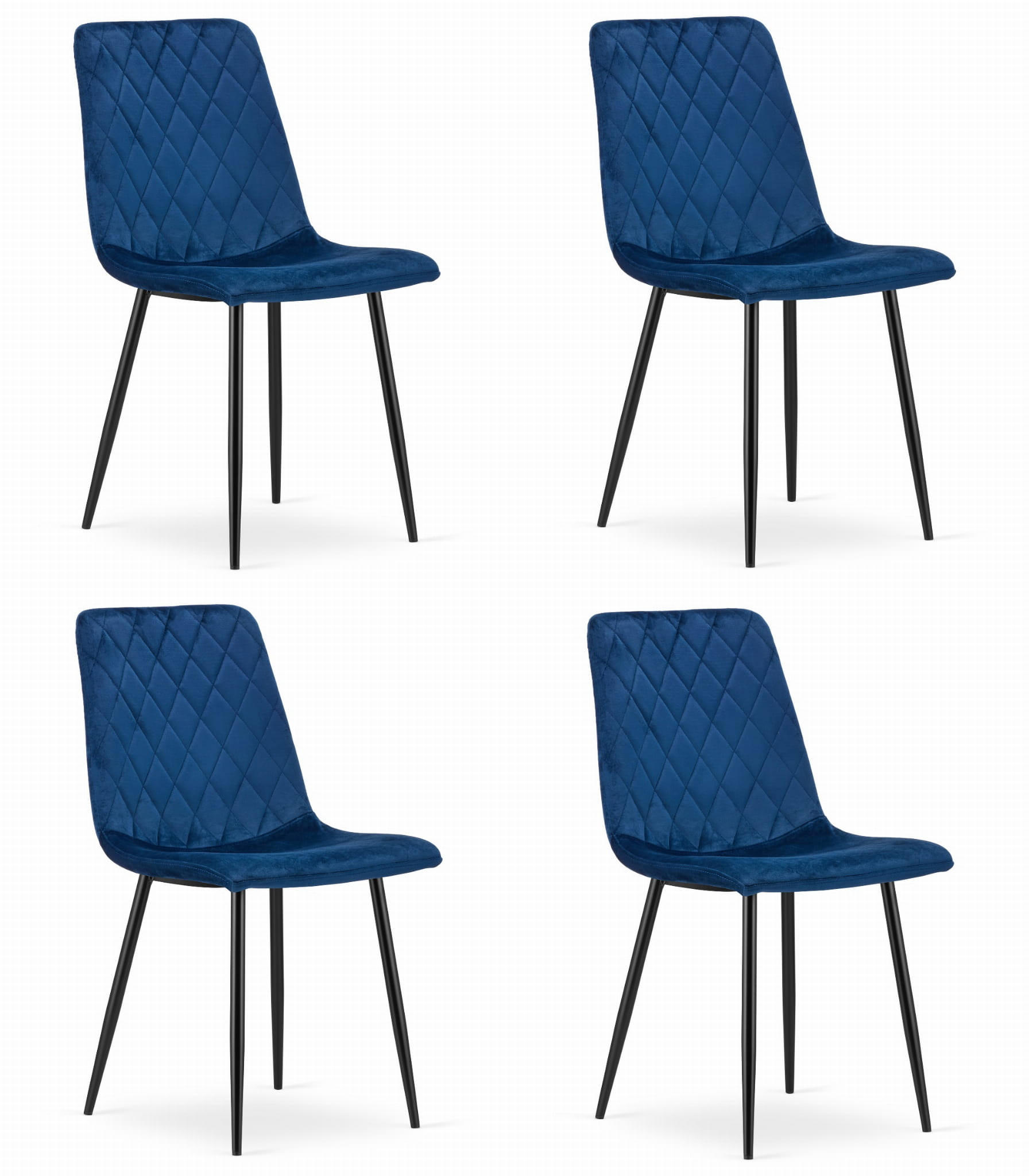 ESSZIMMERSTUHL 4-er Set TURIN marineblauer Sitz - Dunkelblau, Textil (44.5/88.5/53cm) - Valora