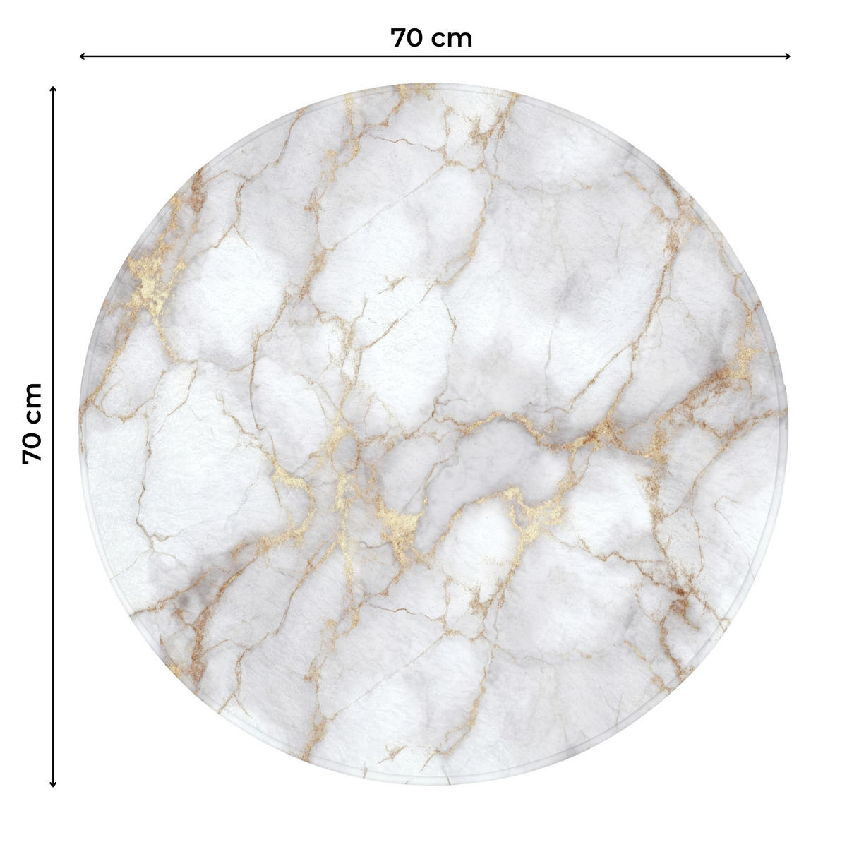 WC-VORLEGER Weiß - Gold - Marmor - Grau Toilettenteppich 70x70 cm - Weiß, Kunststoff/Textil (70/1cm) - OnlyWow
