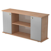 SIDEBOARD mit 2 Flügeltüren 44,8/166,1/84 cm in Nussbaumfarben/Silberfarben Knauf/Streifengriff - Silberfarben/Nussbaumfarben, Holzwerkstoff (166.1/84/44.8cm) - bümö