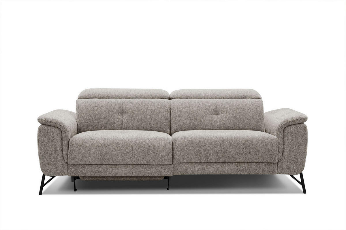 SOFA AVENA 3-Sitzer mit 1 Relaxfunktion, taupe - Taupe, Holzwerkstoff/Textil (204/80/108cm) - Courtois Laville