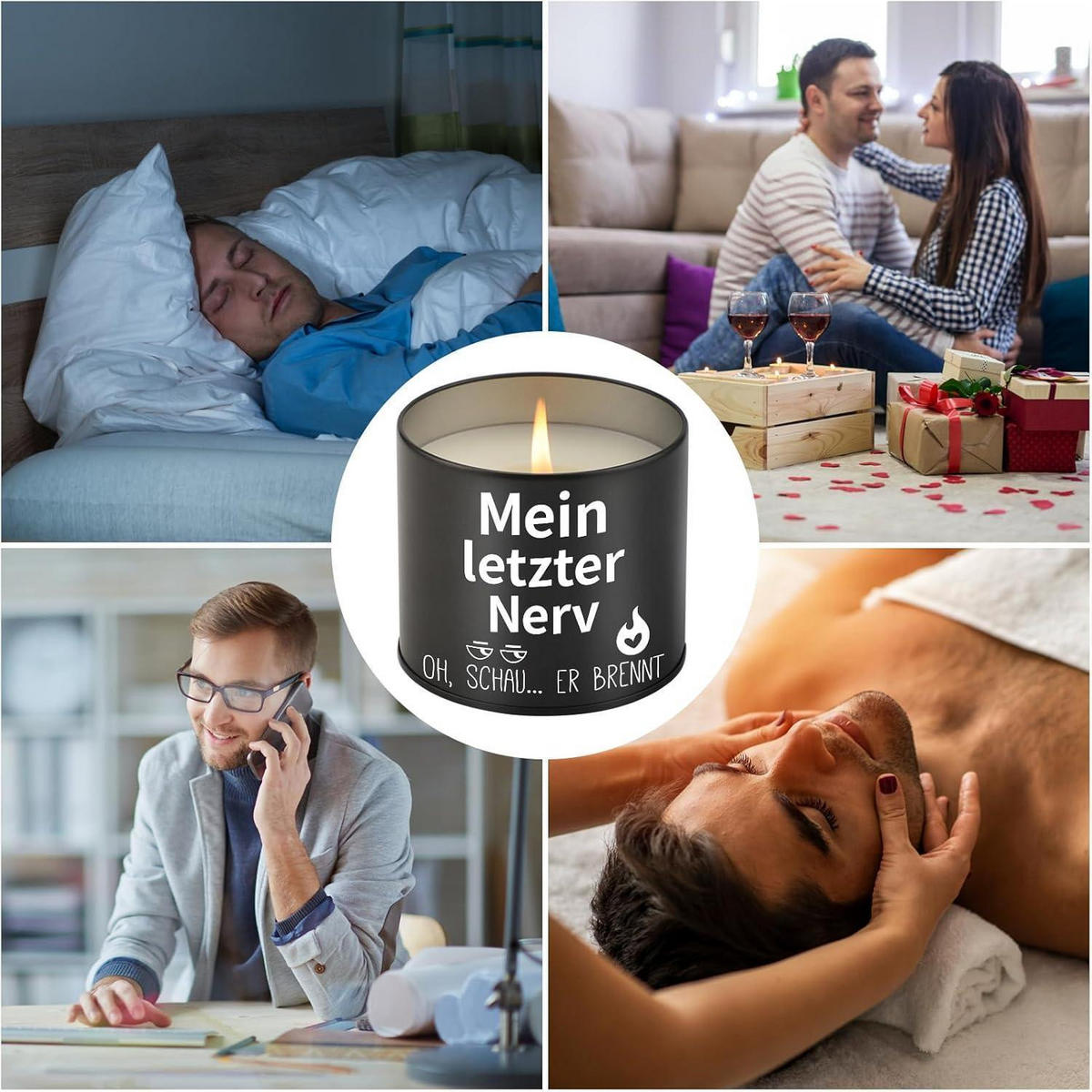 DUFTKERZE Metall Schwarz "Mein letzter Nerv" 9OZ - Schwarz, Paraffin (7.5cm)