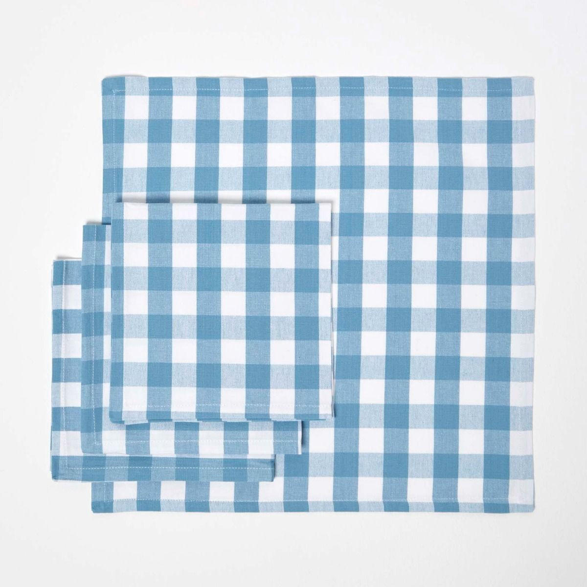 STOFFSERVIETTEN Vichy-Karo blau, 4er-Set 45/45 cm - Blau, Textil (45/45cm) - Homescapes