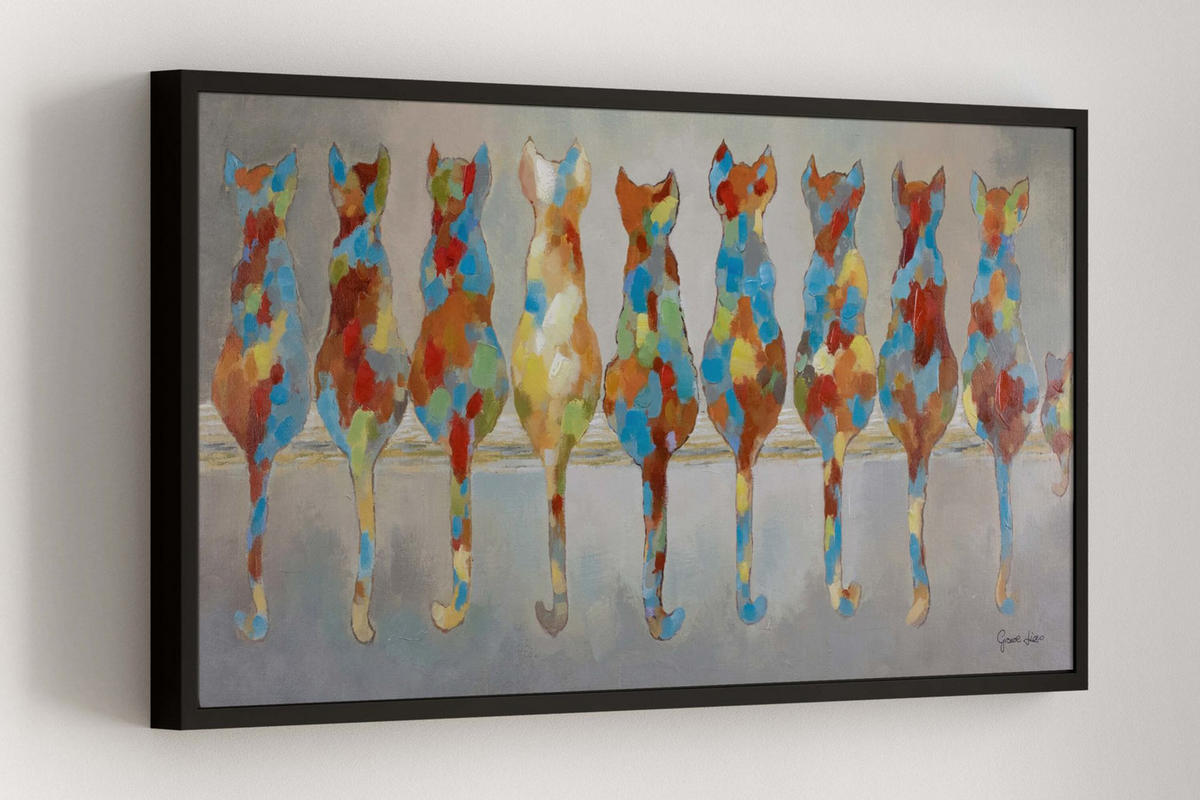 OLEJOMAĽBA 120/60 cm, Zvieratá - oranžová/viacfarebná, drevo/textil (120/60cm) - KUNSTLOFT