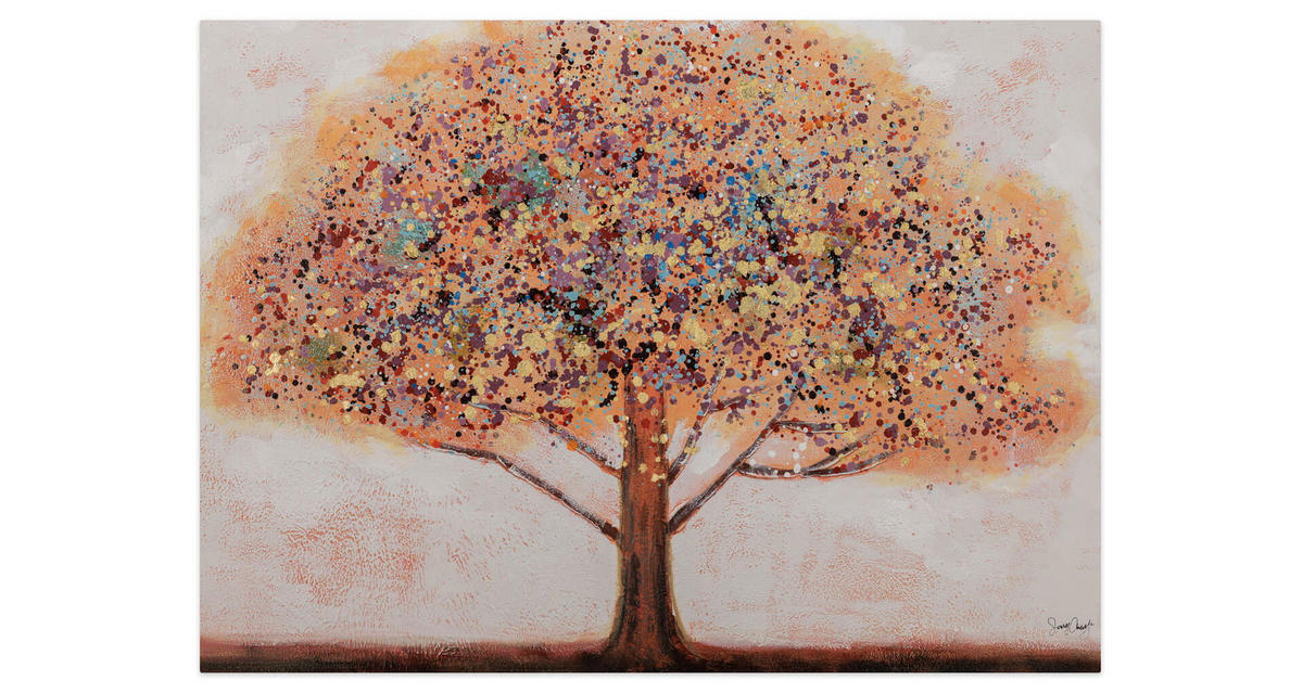 ACRYLBILD HANDGEMALT 100/70 cm - Rot/Orange, Holz/Textil (2.3/70cm) - KUNSTLOFT