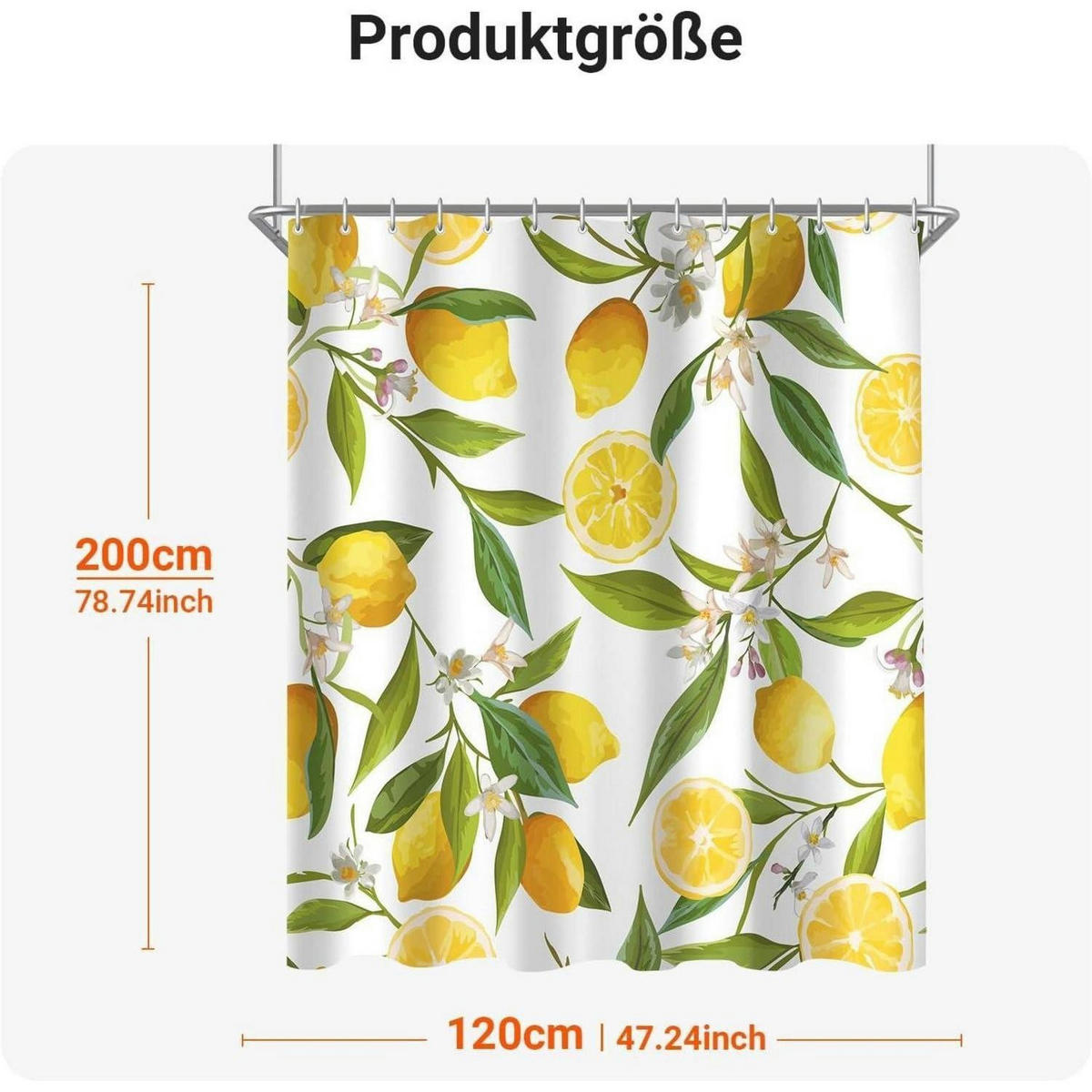 DUSCHVORHANG Zitrone Blatt 120 x 200 cm - Multicolor, Textil (120/200cm)