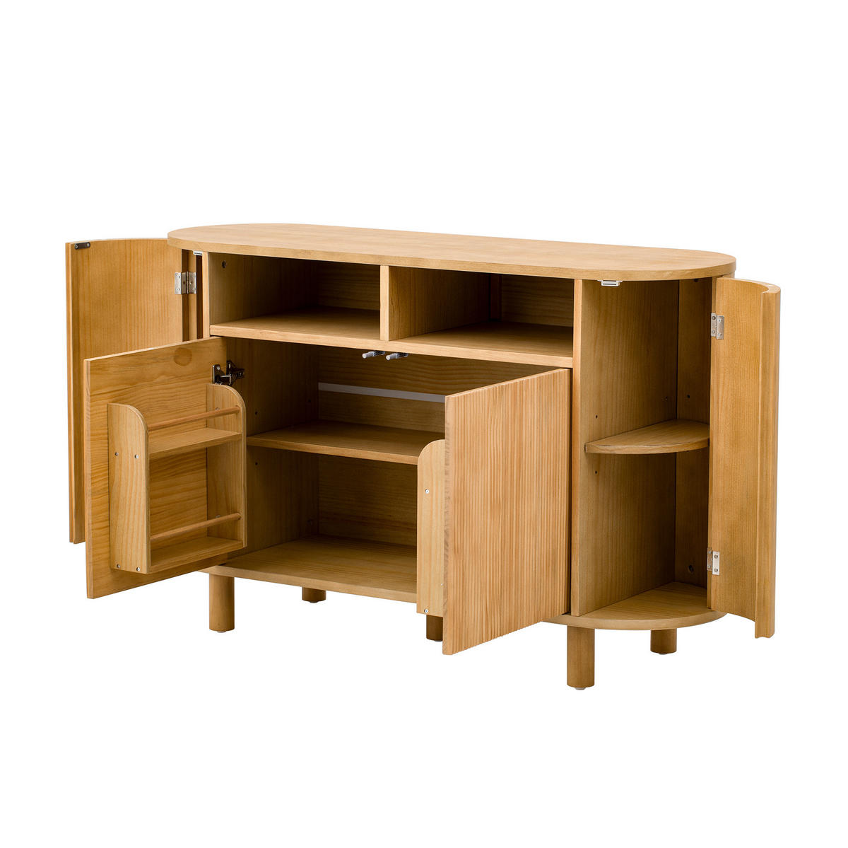 KOMODA z MDF 120x38x77 cm přírodní s nastavitelnými policemi a nožkami, 3D reliéfním čelem - přírodní, kompozitní dřevo (120/77/38cm) - Modfu