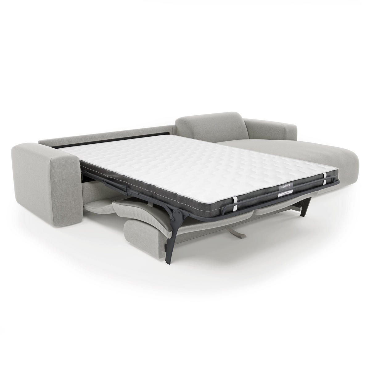 ECKSOFA RECHTS SCHLAFSOFA Rastergewebe Hellgrau 280cm - Hellgrau/Grau, Textil (280/165cm) - Sia Home