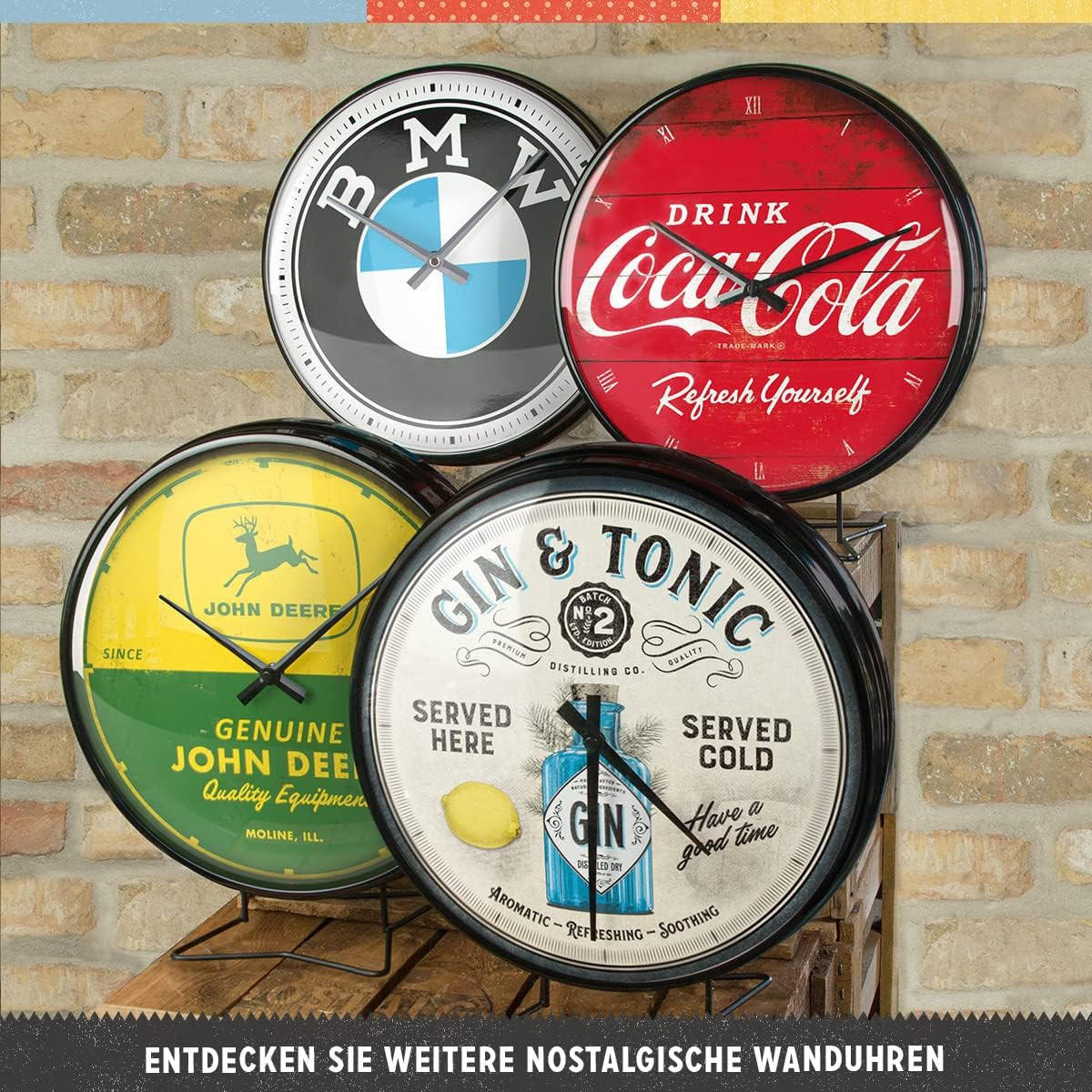 WANDUHR 31 cm Fairy Cakes Fresh every Day - Hellrosa, Metall (31/31/5cm) - Nostalgic-Art