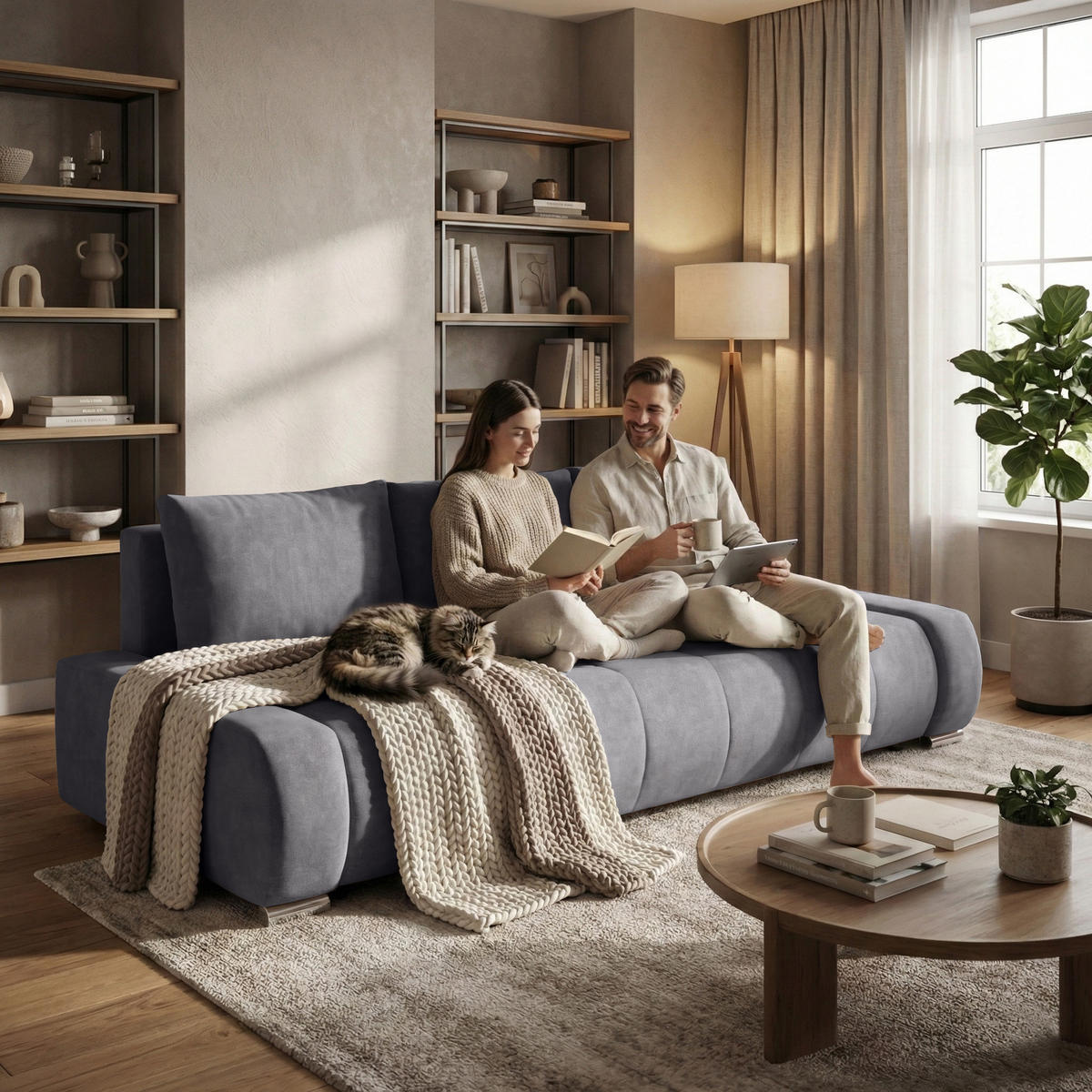 ROZKLÁDACÍ pohovka Draco 3místná, s úložným prostorem, šedá - šedá, textil (240/85/110cm) - Beautysofa