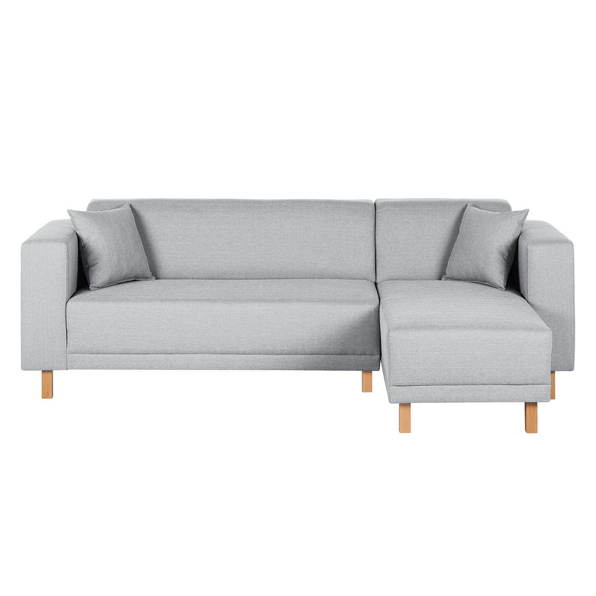 ECKSOFA mit Longchair - Webstoff - Silberfarben, Textil (240/140cm) - home24