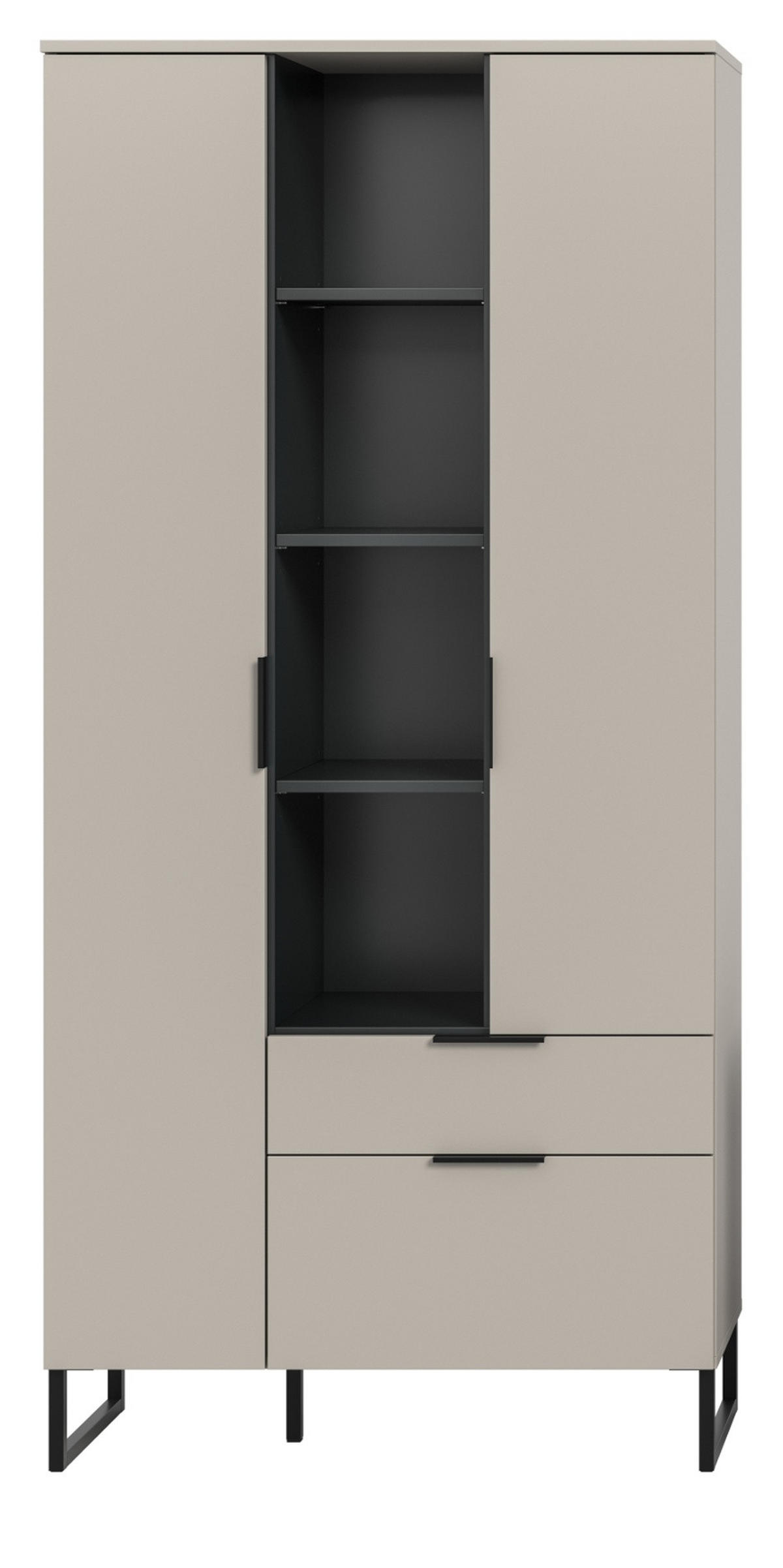 STAURAUMSCHRANK Kaschmir, schwarz 90 x 192 cm, Mehrzweckschrank mit Soft-Close - Kaschmir/Schwarz, Holzwerkstoff/Kunststoff (90/192/37cm) - Inn.Furn