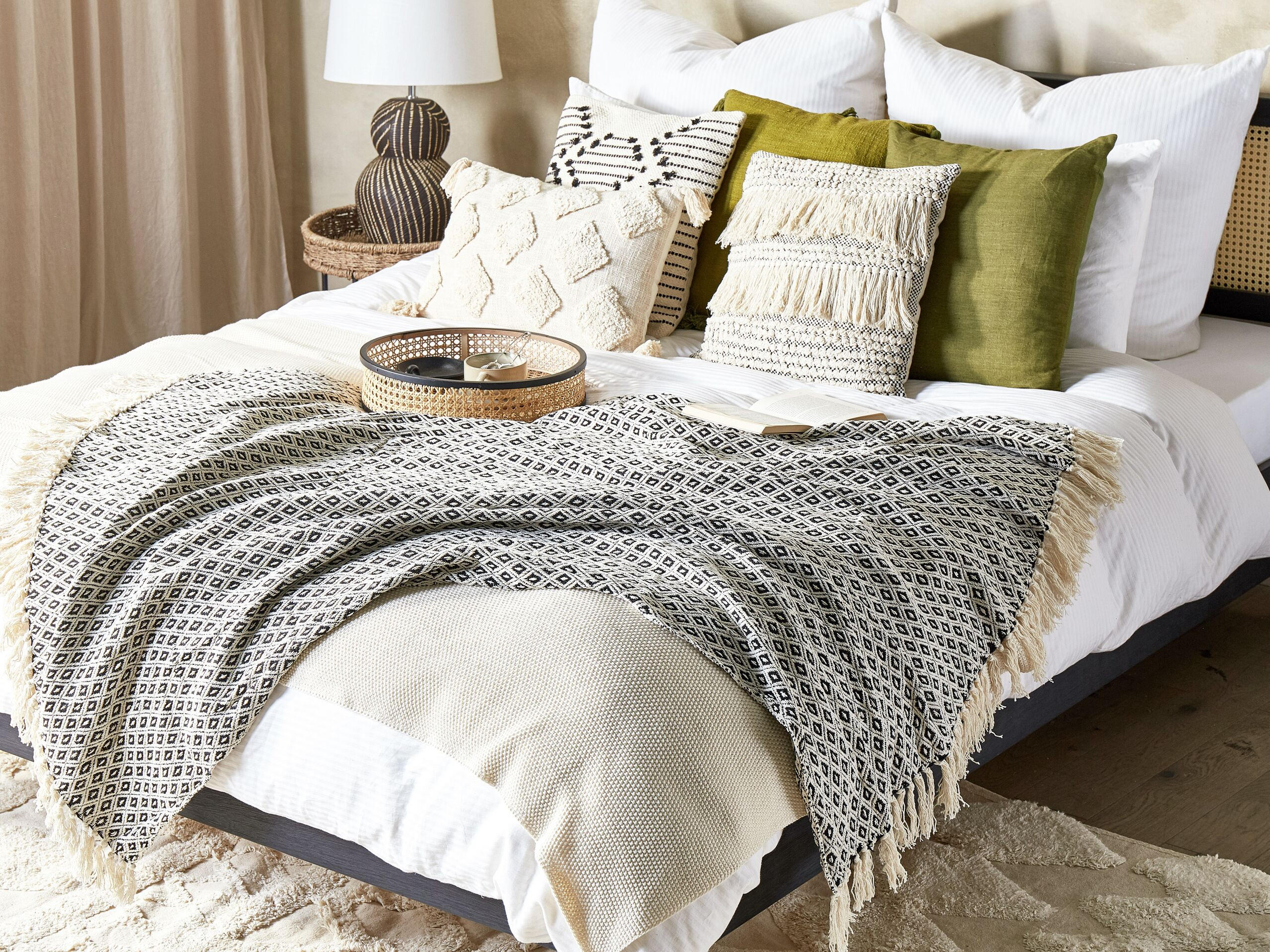 DECKE Creme Chyama 125/150 cm - Creme, Naturmaterialen/Textil (125/150cm) - Beliani