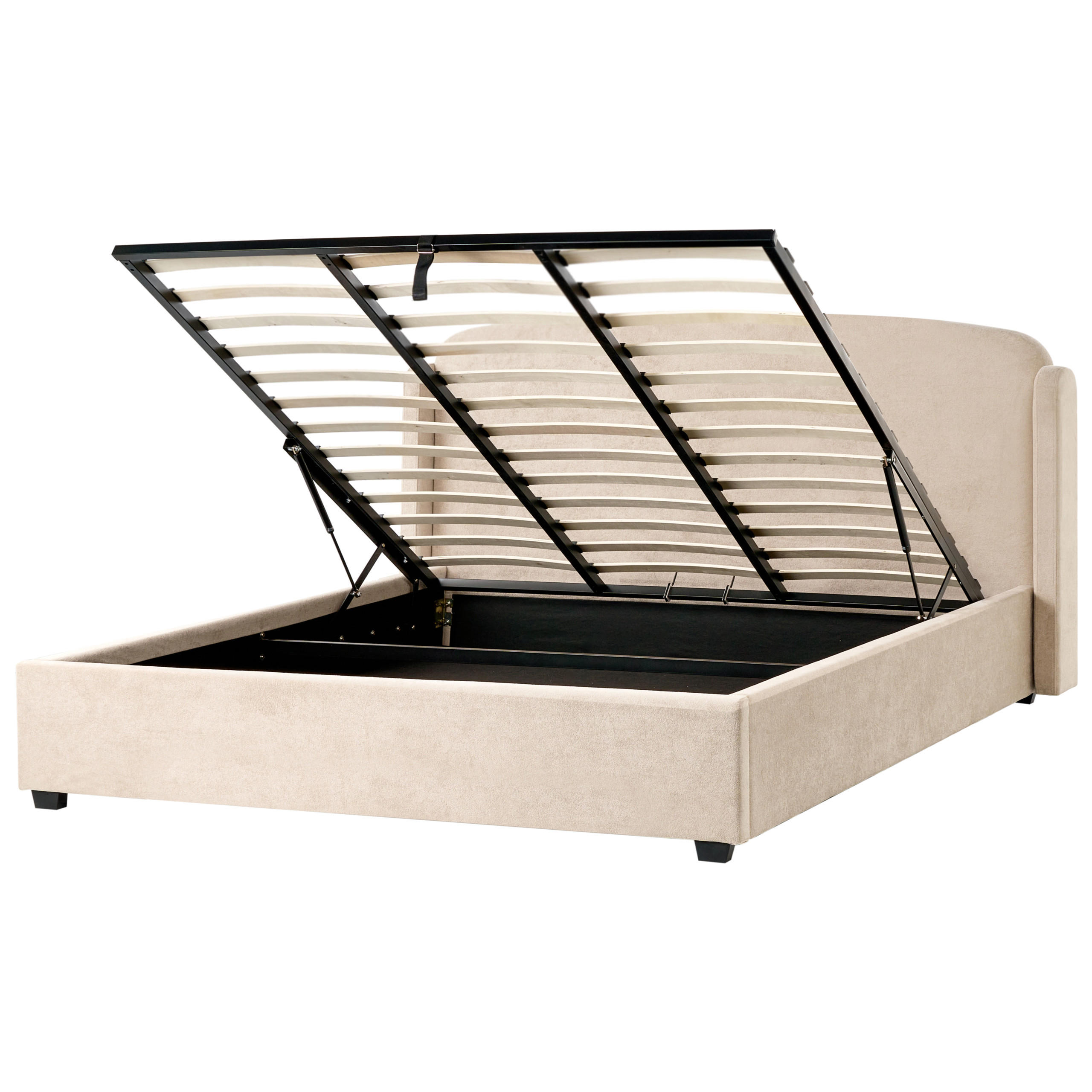 Beliani POSTEL s úložným prostorem 180/200 cm Látka Taupe Bernay