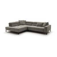 ECKSOFA MIT MOTORISCHEM SITZVORZUG OHIO Grau Cord - Schwarz/Grau, Textil/Metall (311/219cm) - KAWOLA