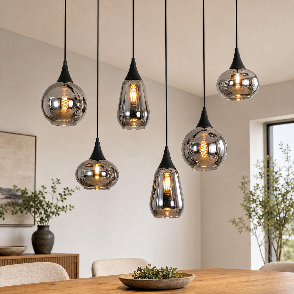 PENDELLEUCHTE Krellon 85/20/150 cm - Schwarz, Glas/Metall (85/20/150cm) - ZMH