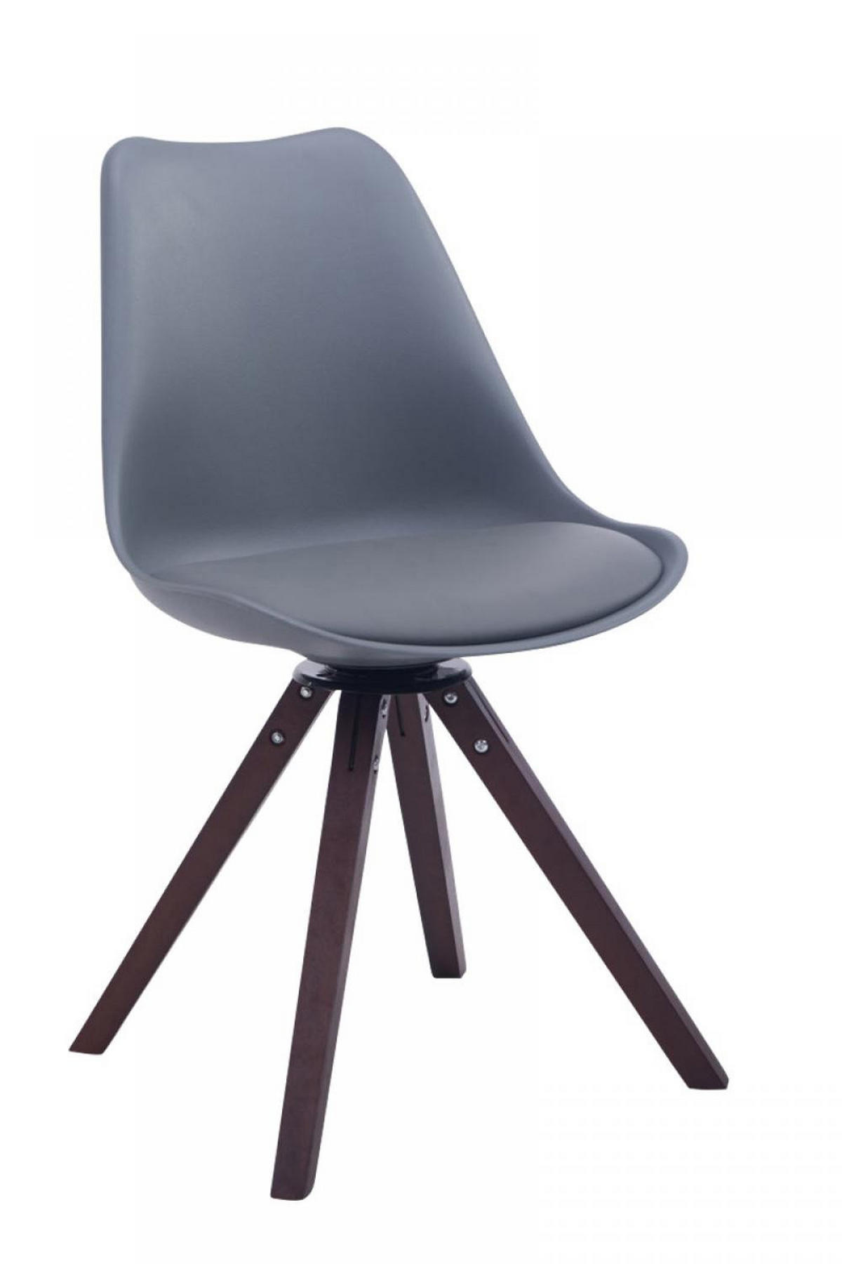 DREHSTUHL Lederlook grau - Walnussfarben/Grau, Holz/Textil (48/84/56cm) - CLP