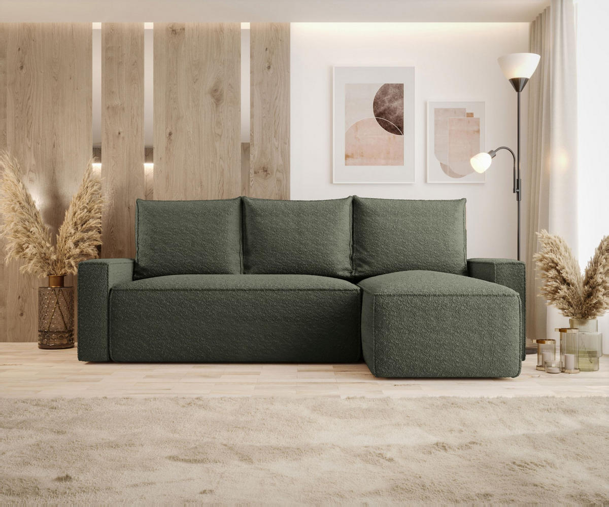 ECKSOFA mit Schlaffunktion SAVIO Quelle 37 Rechts - Dunkelgrün, Textil (232/140cm) - Bedante
