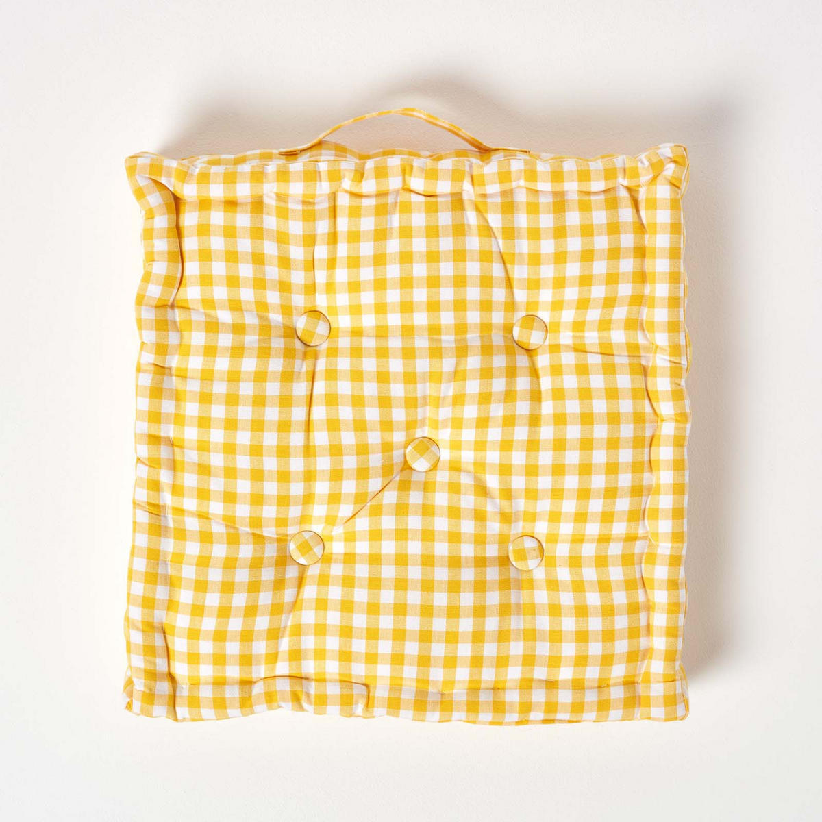 SITZKISSEN gelb kariert 40/40/8 cm – Bodenkissen Vichy-Karo - Gelb, Textil (40/40/8cm) - Homescapes