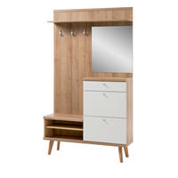 GARDEROBE weiß, Eiche Riviera, Kompaktgarderobe skandinavisch, 110 x 200 cm - Eichefarben/Silberfarben, Holzwerkstoff/Metall (110/200/34cm) - Furn.Design
