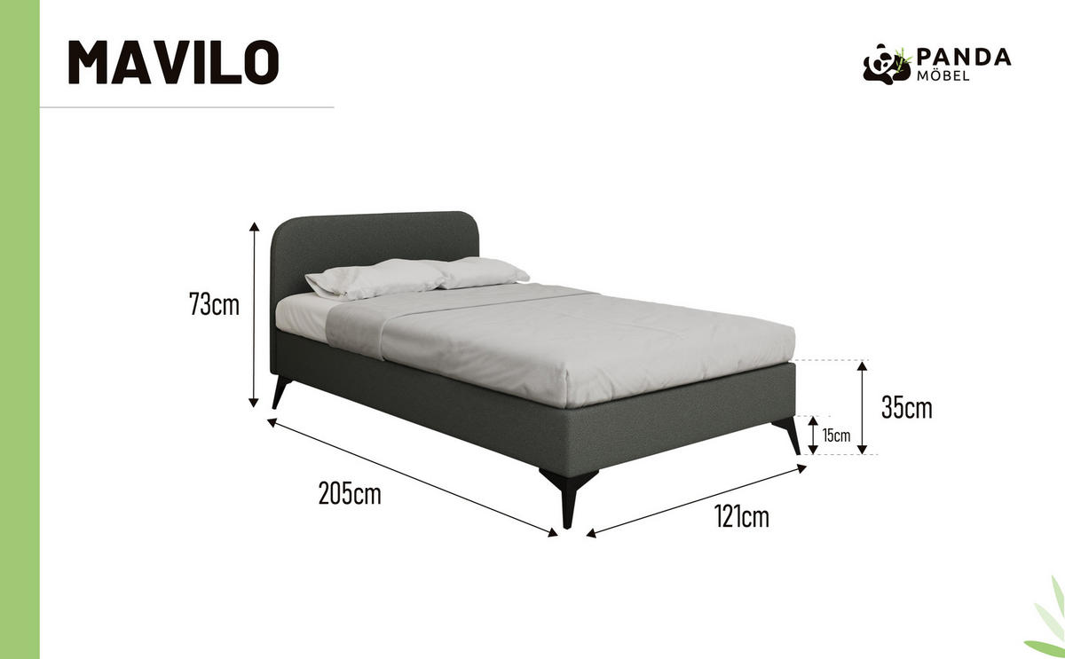 POLSTERBETT Mavilo 180 x 200 cm mit Bettkasten und Lattenrost Taschenfederkernmatratze Pocket H3 - dunkelgrau - Dunkelgrau, Holz (180/206cm) - Panda Möbel