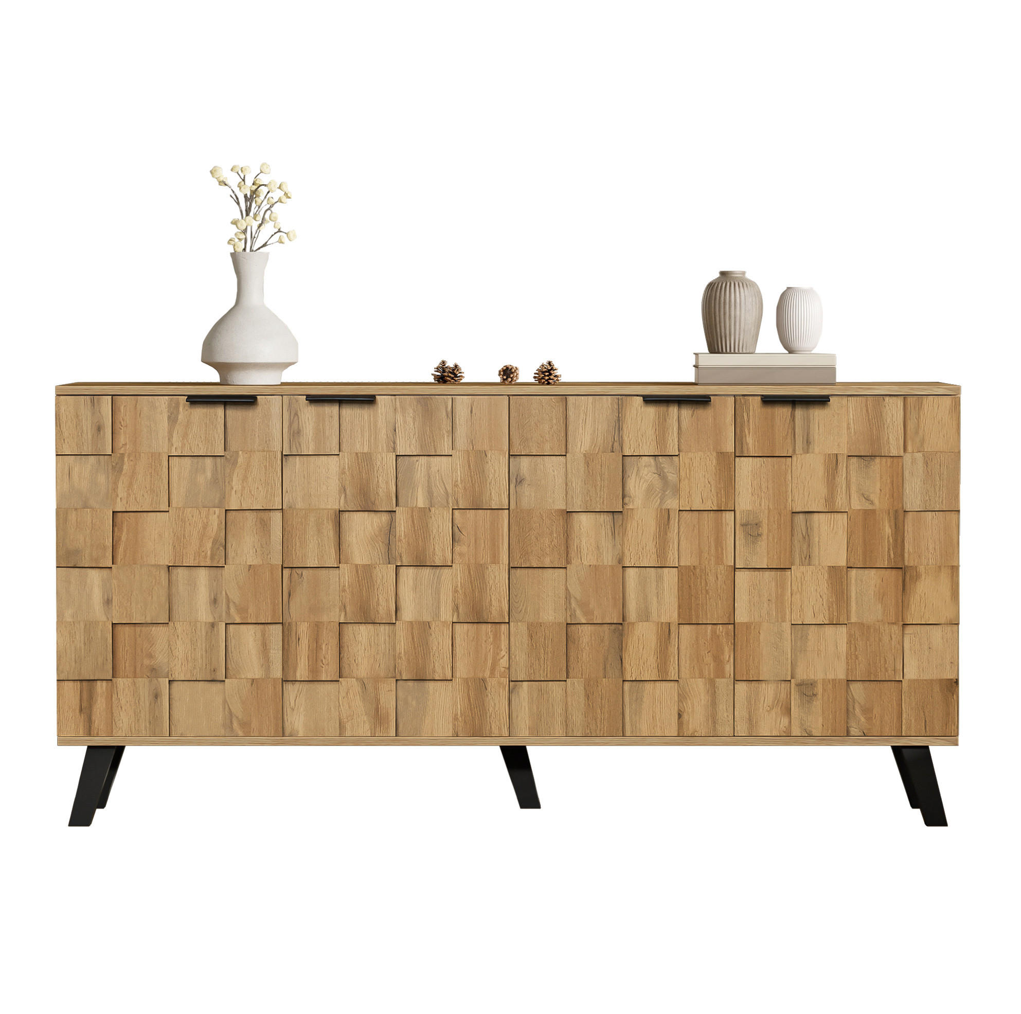 SIDEBOARD 160.5/35.5/78 cm Holzfarbe aus Spanplatte mit 4 Türen - Naturfarben, Holzwerkstoff (35.5/78/160.5cm) - OKMYHOME