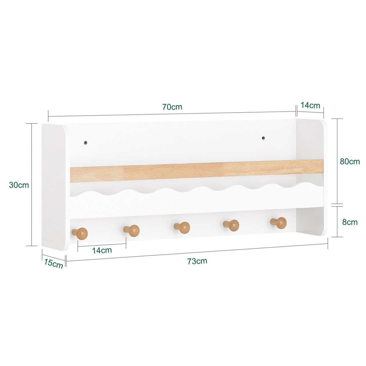 KINDERREGAL Weiß - Weiß/Naturfarben, Holz/Holzwerkstoff (73/30/15cm) - SoBuy