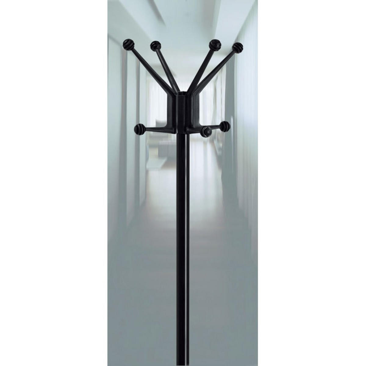 GARDEROBE freistehend Mit 8 Haken Lackierter Stahl Höhe 178 cm Schwarz - Schwarz, Metall (40/178/40cm) - PROREGAL