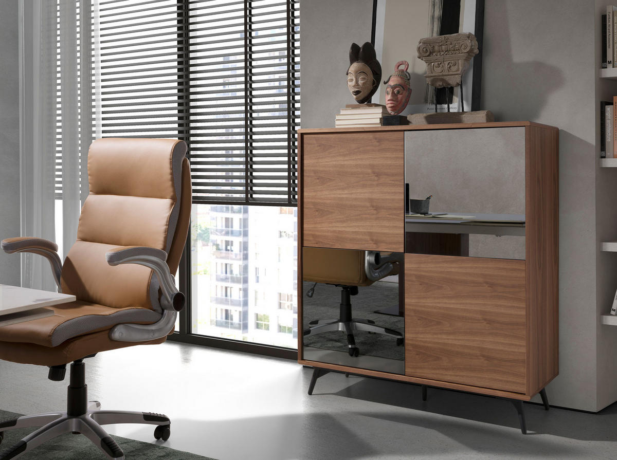 CHEFSESSEL Braun Grau Stahl 66/72/112 cm - Edelstahlfarben/Braun, Leder/Kunststoff (66/112/72cm) - ANGEL CERDA