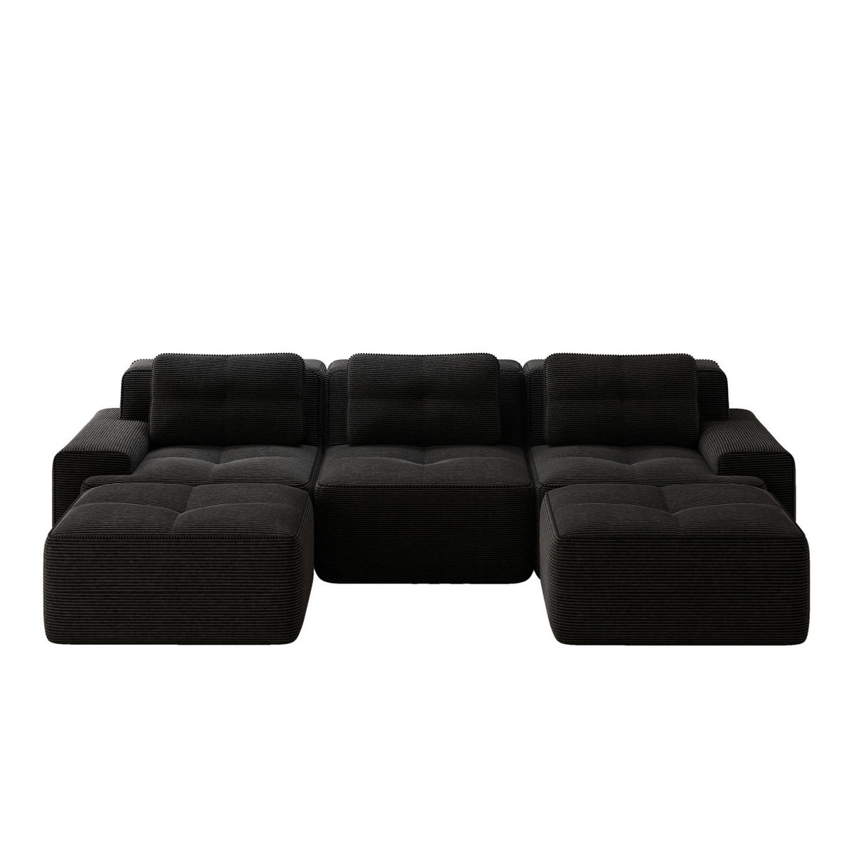 3-SITZER Sofa montagefrei mit Tiefsitz, Cordbezug und rutschfester Basis, Schwarz - Schwarz, Textil (293/69/177cm) - Redom