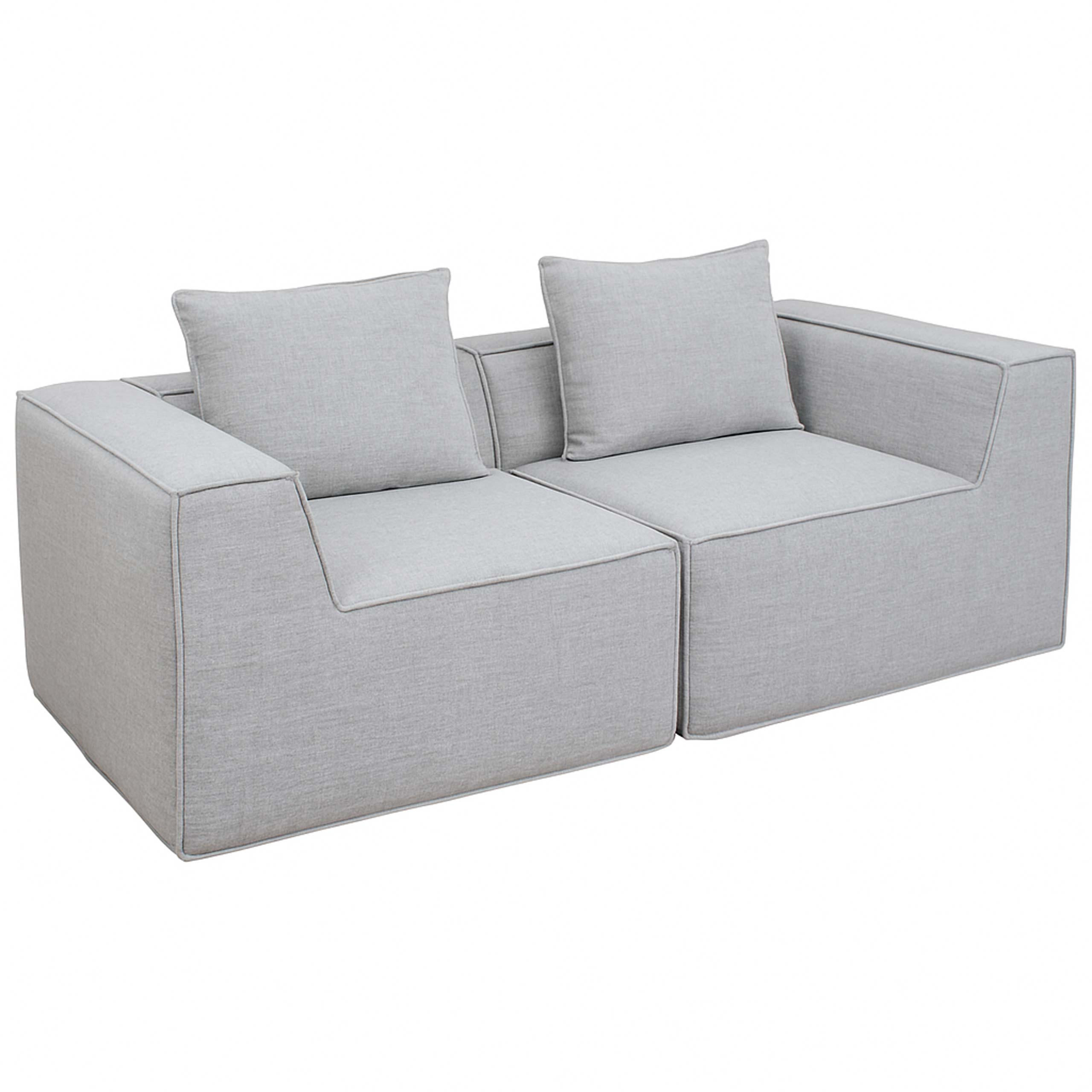 2MÍSTNÁ POHOVKA Světle šedá - světle šedá, textil (194/63/97cm) - MCW