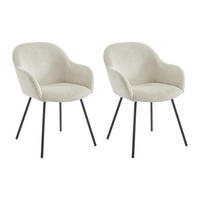 STUHL mit Armlehnen 2er-Set - Cord & schwarzes Metall - Beige - MARENZIA - Beige, Textil (62/82.5/58cm) - Vente-Unique